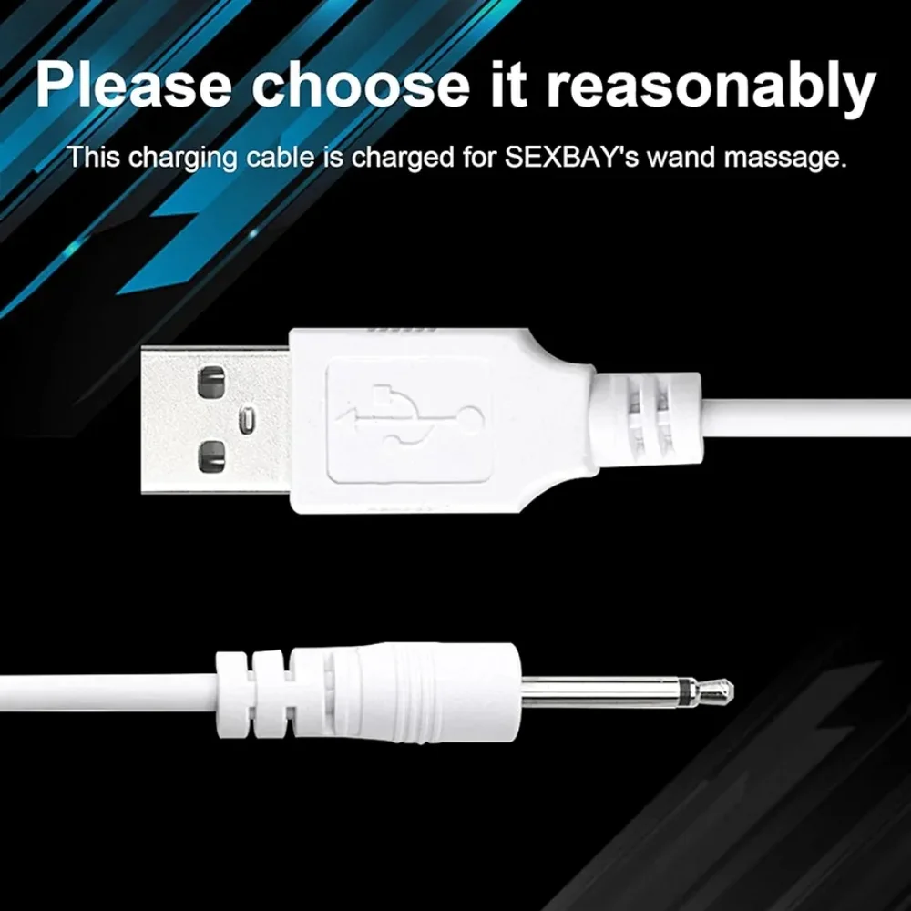 Original Replacement DC Charging Cable USB Cord for Rechargeable Wand Massagers